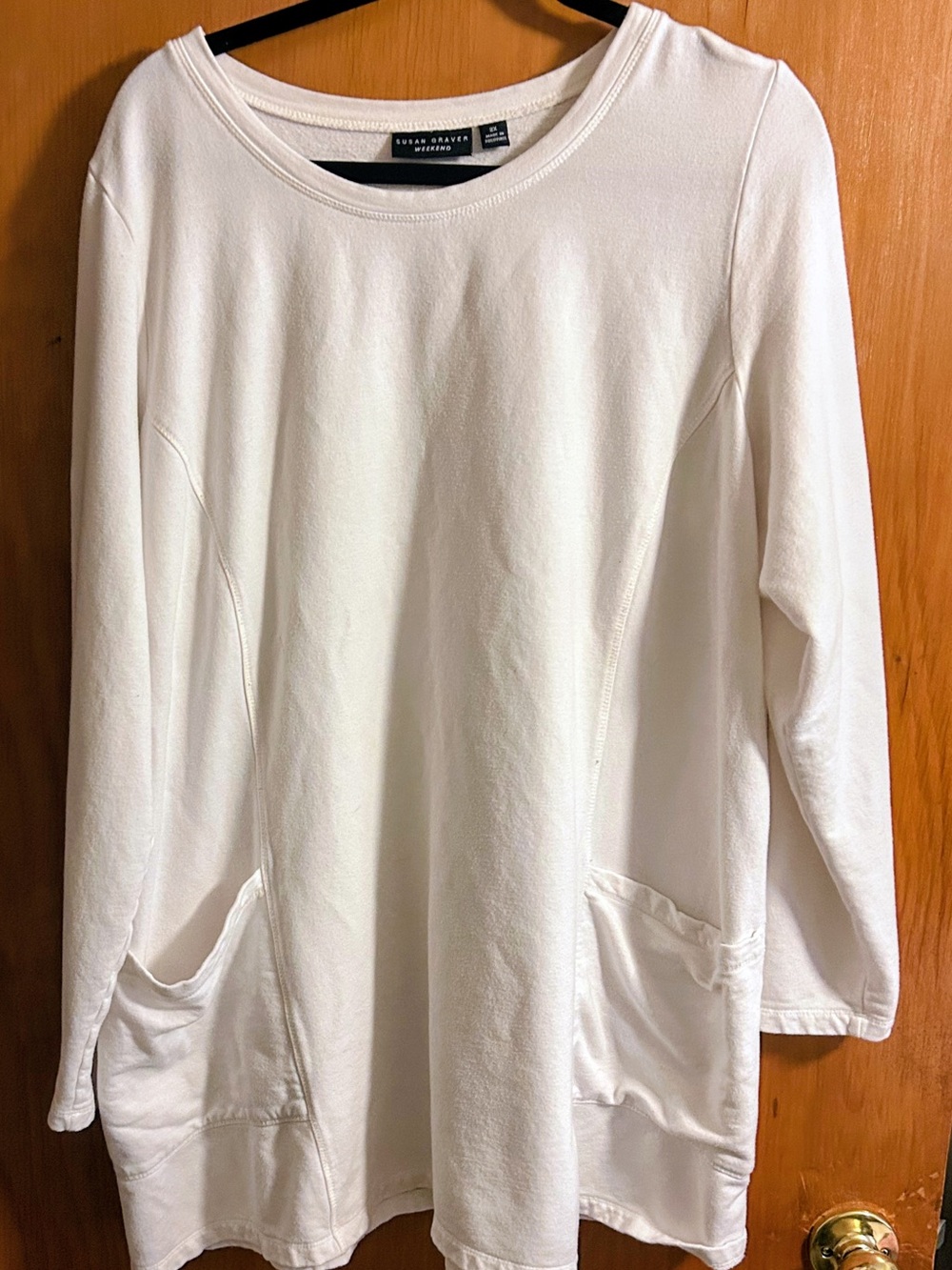 Susan Graver Weekend White Crewneck Top